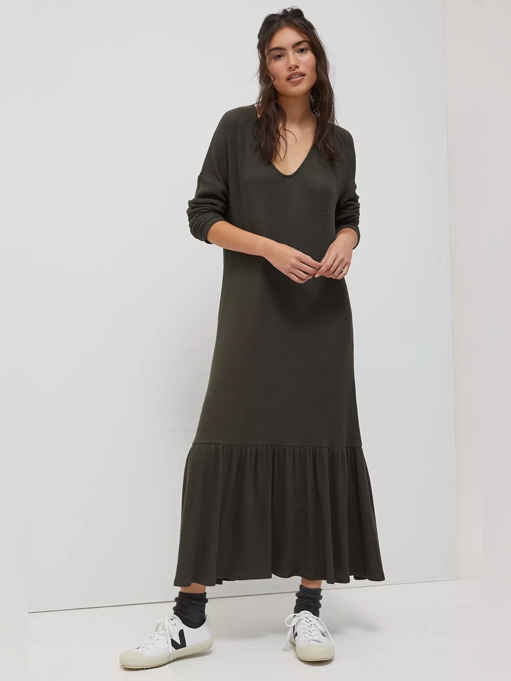 Anthropologie Saturday/Sunday Taylor Flounced Maxi Dress Women’s Small in Olive